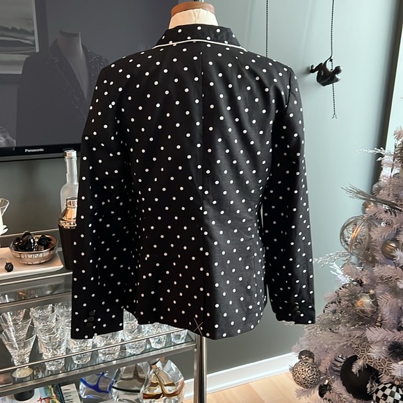 New (NWOT) Talbots Linen Blend Black & White Dot Blazer Size 8 - Picture 6 of 7